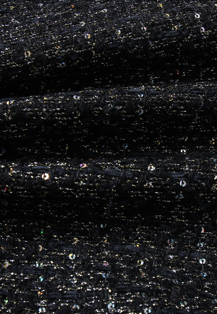 Noir Lurex Zip Tweed Jacket