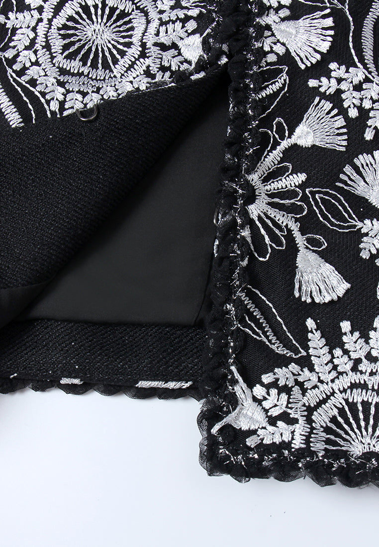 Contrast Appliqué Beaded-edge Jacket