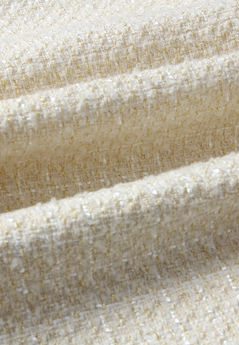 Crème Frange Double-Breasted Coat