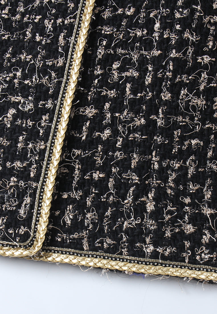 Éclat Embellished Sleeve Tweed Coat