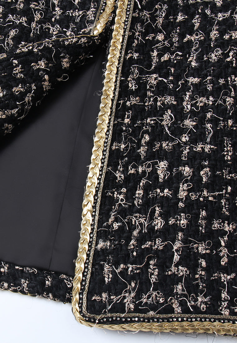 Noir Tissé Zip-Front Cape