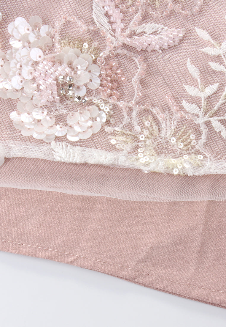 Rosé Enchanté Embroidered Dress