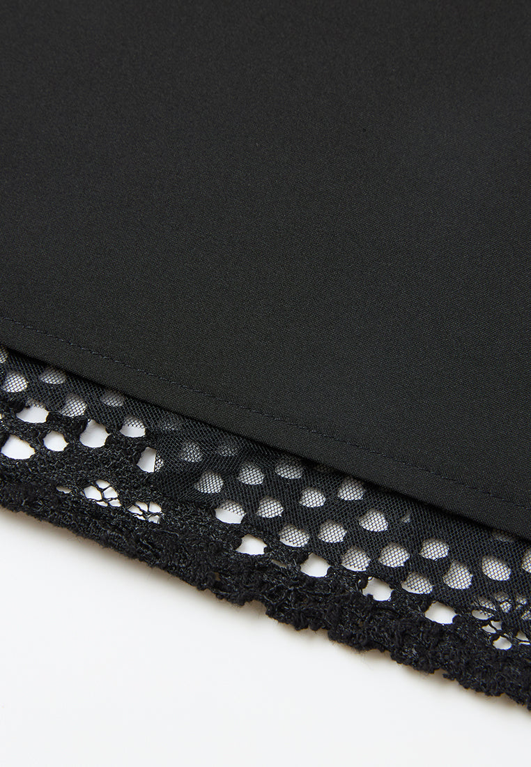 Ruffle-detail Embellished-trim Panelled Mesh Dress