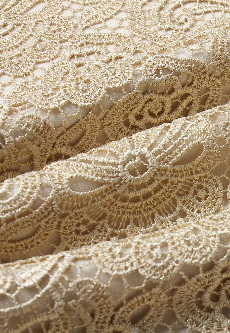 Champagne Lace Midi Skirt