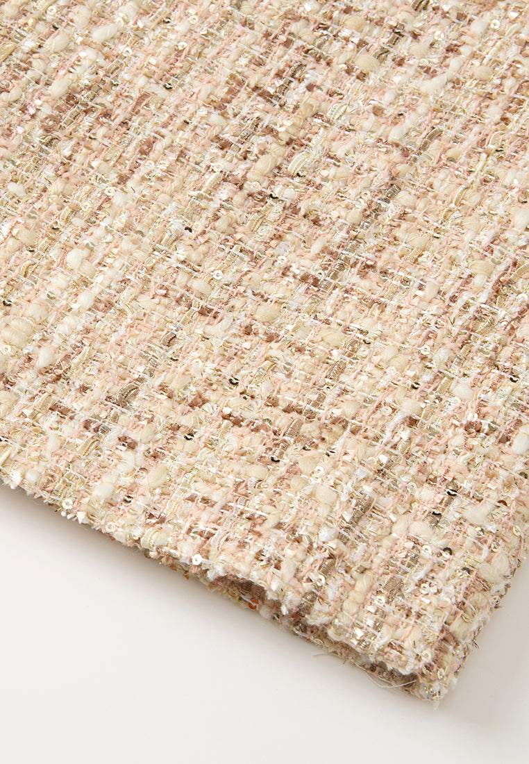 Sequin-detail Lurex Mixed Tweed Coat