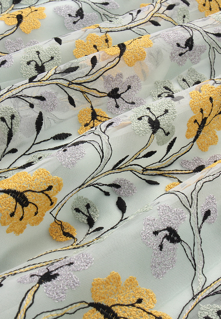 Celadon Garden Embroided Dress