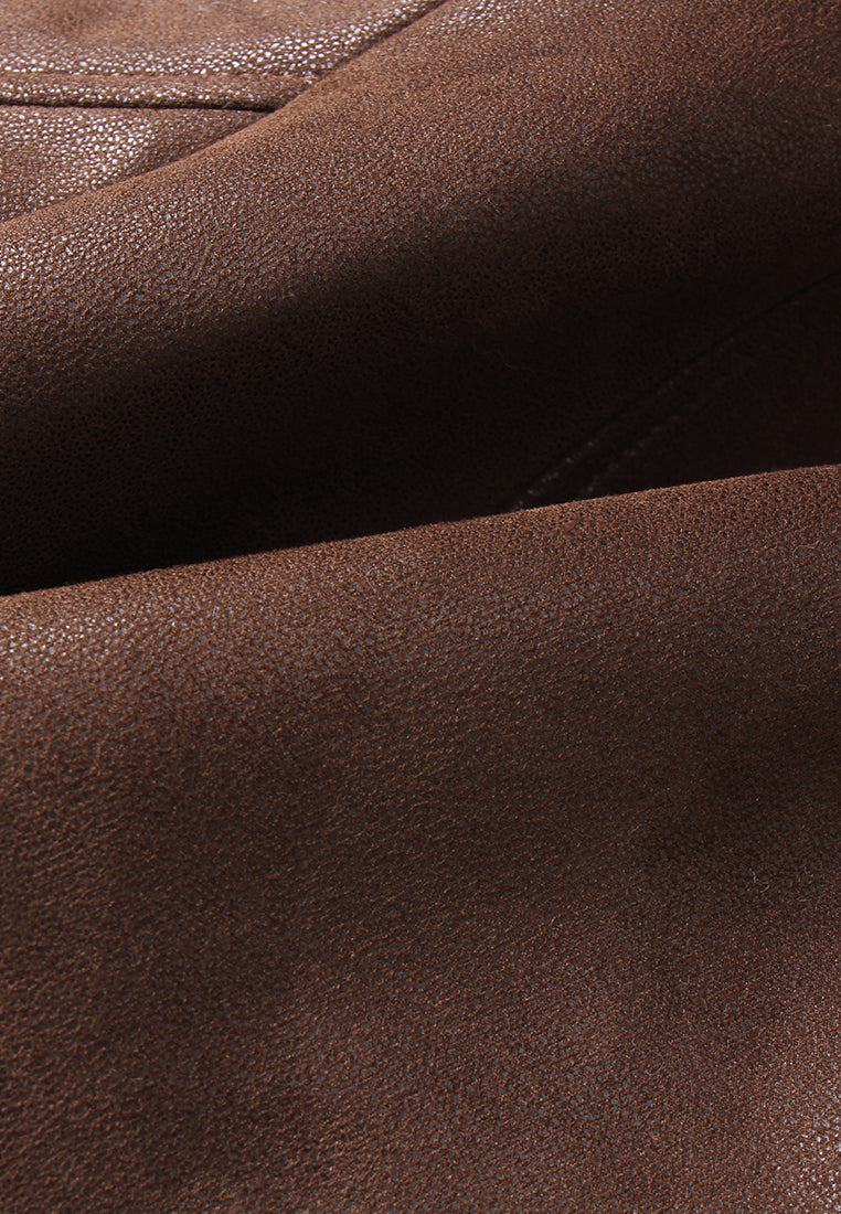 Frosted Brown Leather Fur Jacket