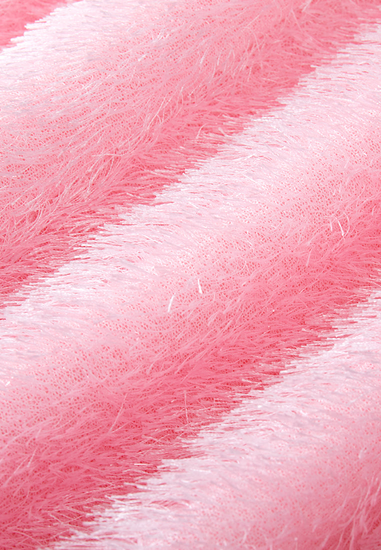 Fuzzy Puff-sleeve Blouse