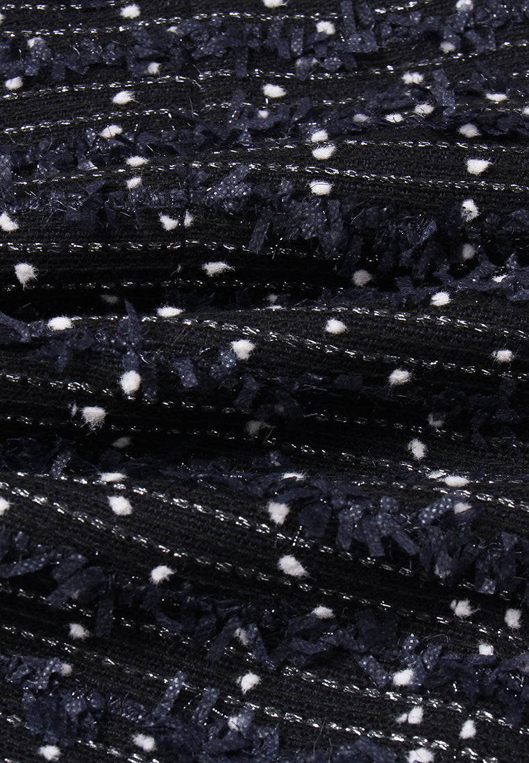 Embellished Trim Tweed Sheath Dress