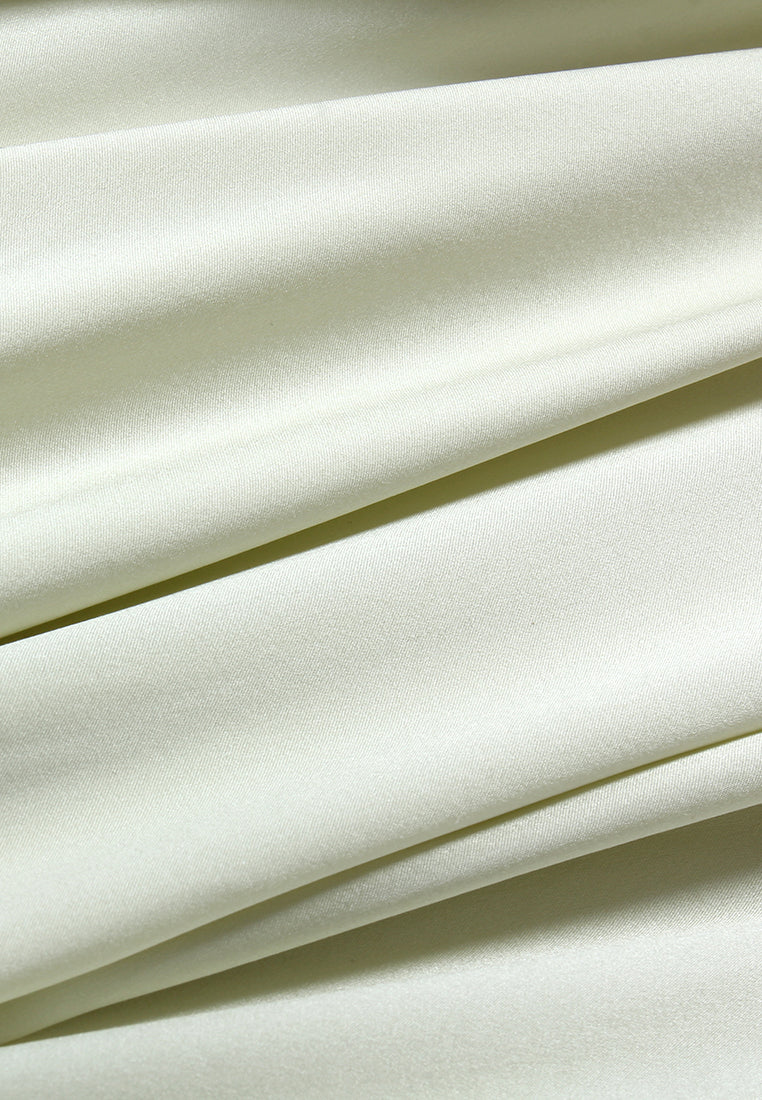 Ivory Draped Satin Blouse