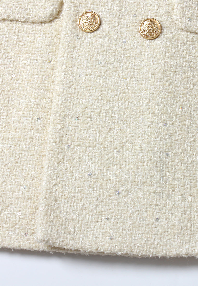 Crème Tresse Gold Button Coat