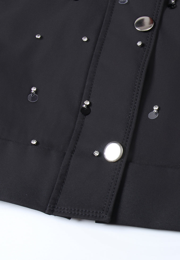 Jeweled Noir Buttoned Jacket