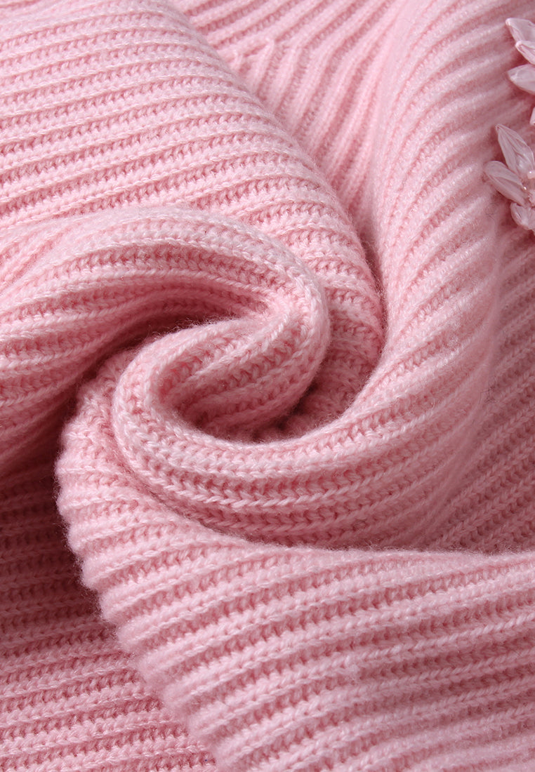 Broderie Fleurie Ribbed Knit Top