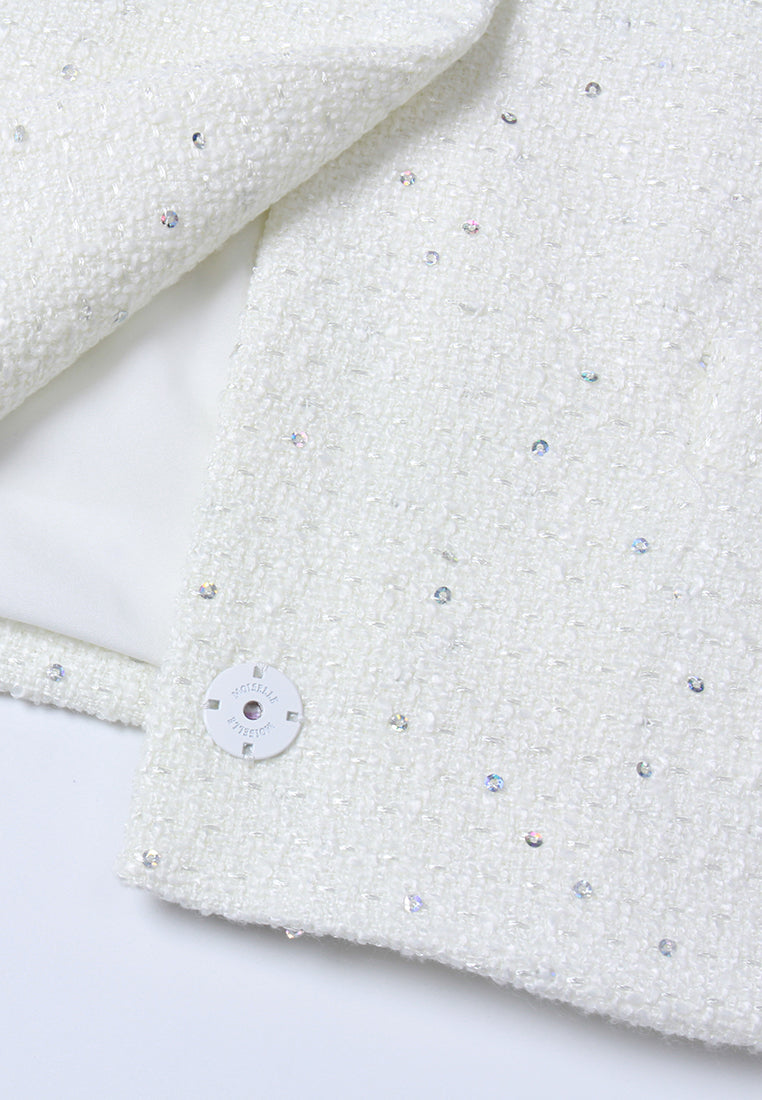 Embellished Tweed Jacket with Bow Accents