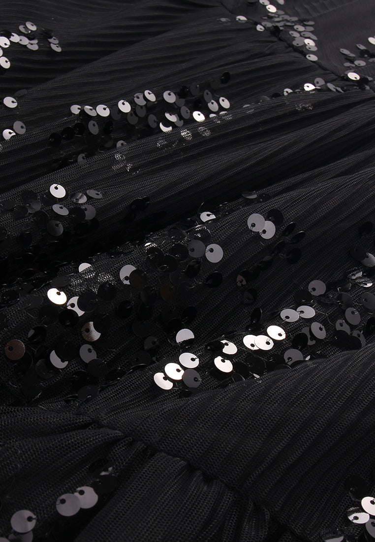 Black Sequin Evening Gown