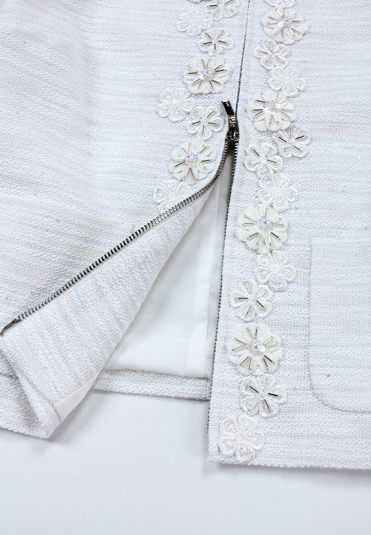 Ivory Peony Embellished Jacket