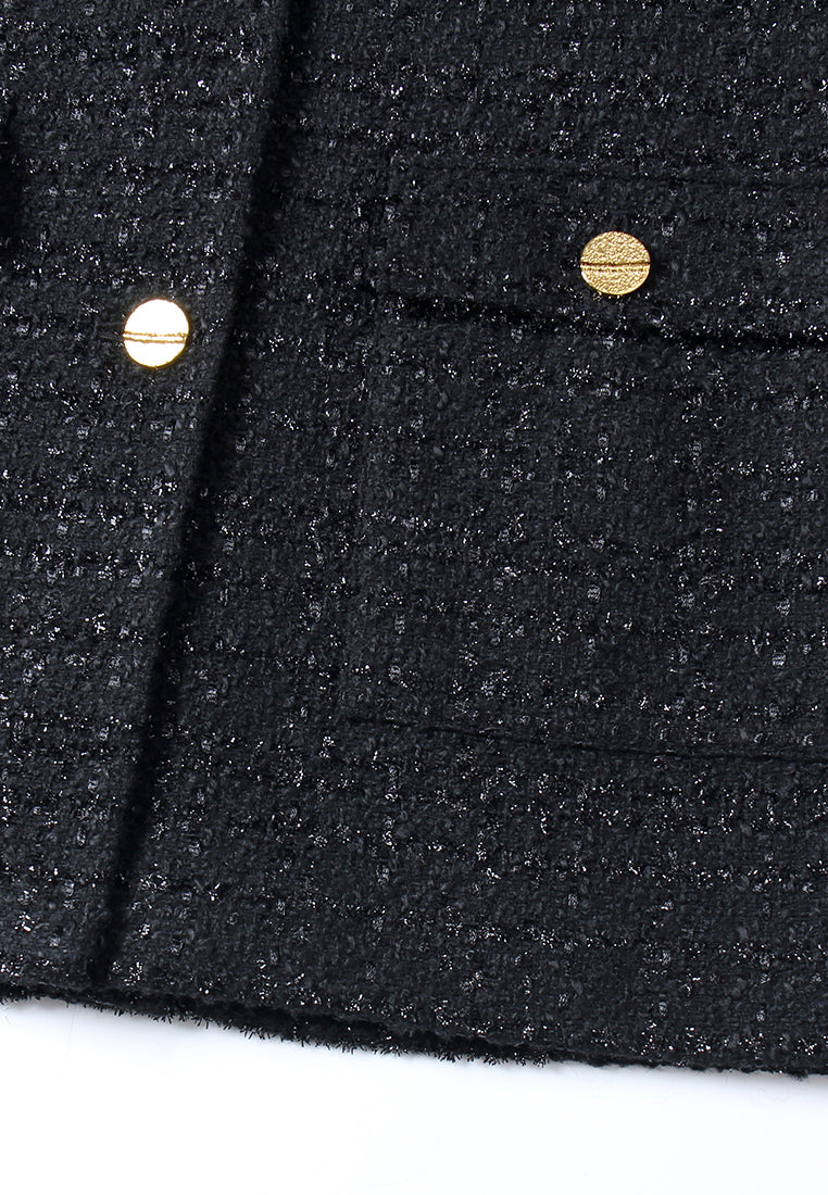 Noir Étoilé Manteau en Tweed
