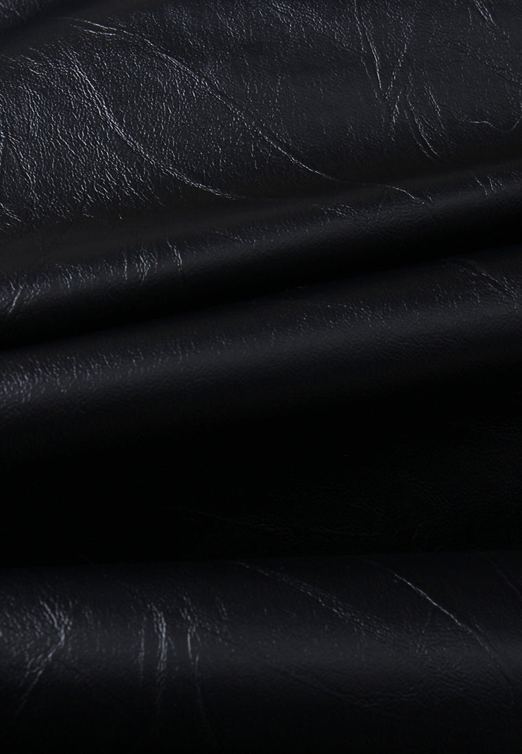 High-Waist Noir Leather Tailored Shorts