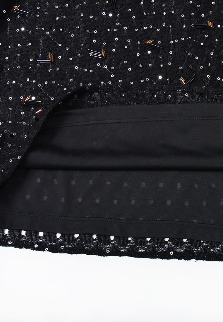 Jeweled Grid Sequin Sleeveless Top