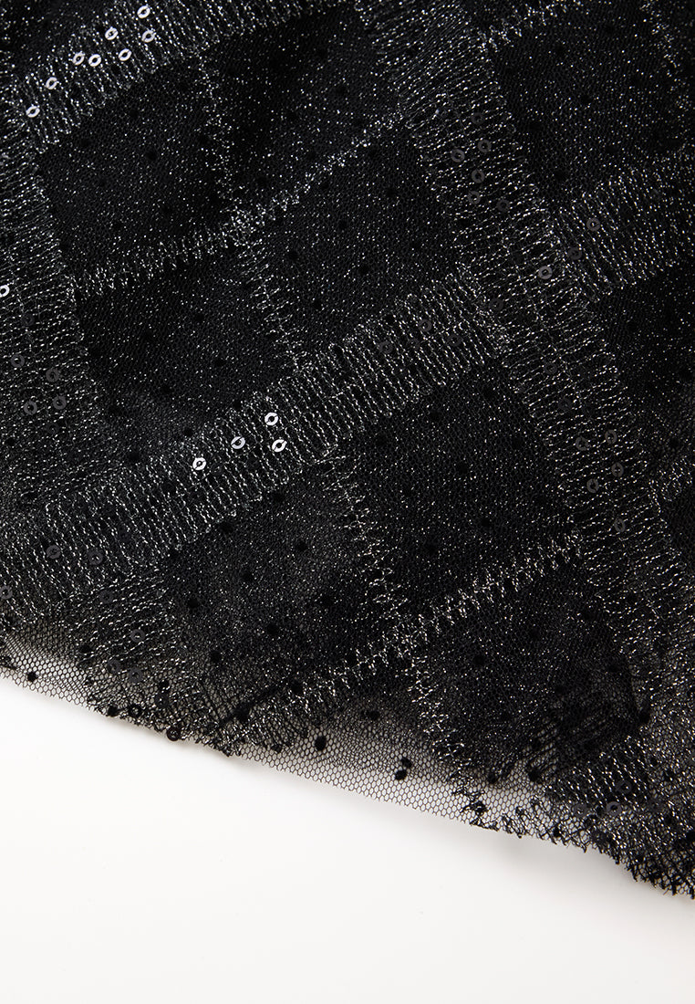 Layered Lurex-diamond Mesh Maxi Skirt