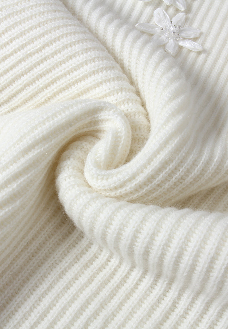 Broderie Fleurie Ribbed Knit Top