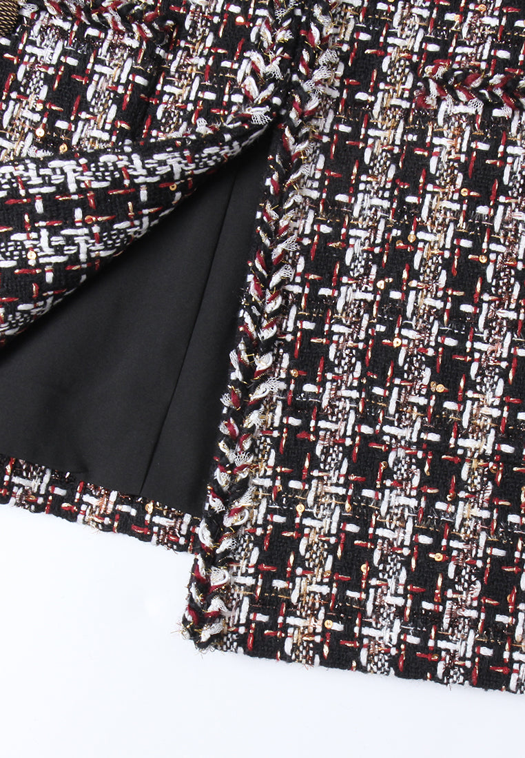 Checked Welt-pocket Tweed Coat