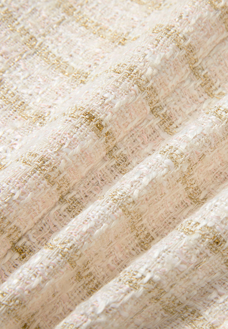 Lurex-stripped Pocketed Tweed Coat