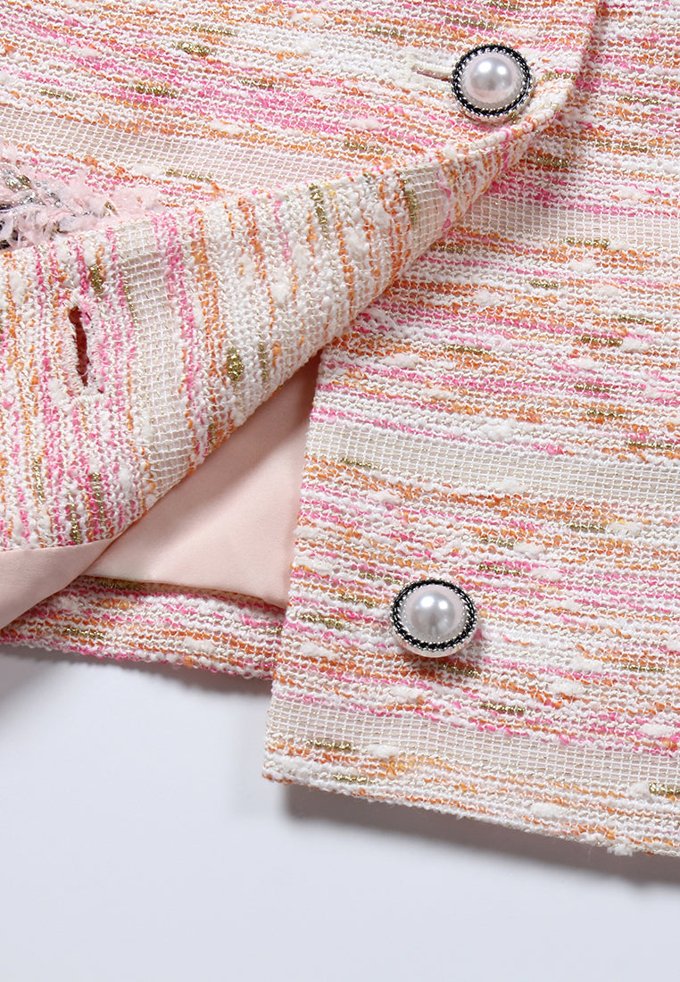 Baby Pink Weave Tweed Jacket
