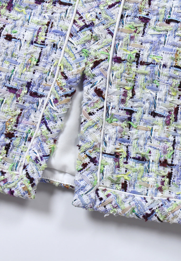 Azure Tweed Structured Dress