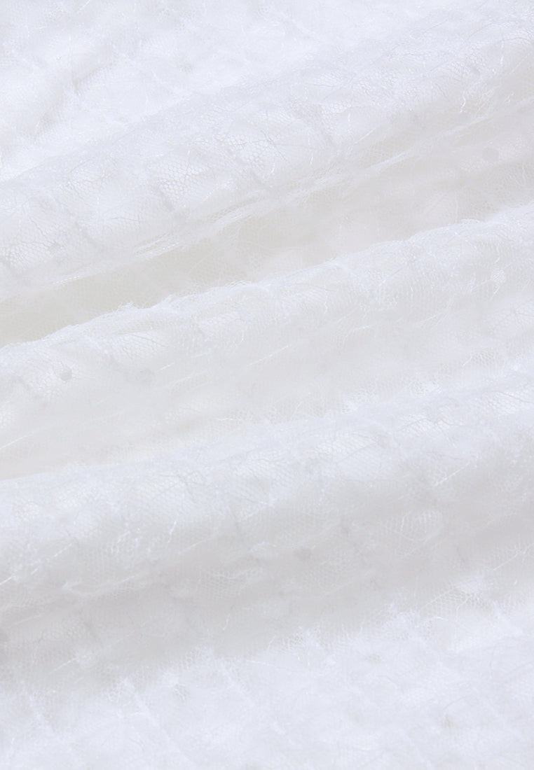 Bow-Detail Crystal Mesh Shirt