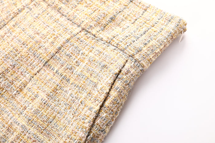 Beige Tweed Carreau Trousers