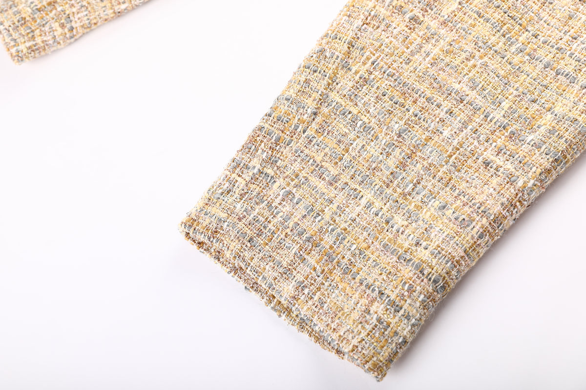 Beige Tweed Carreau Trousers