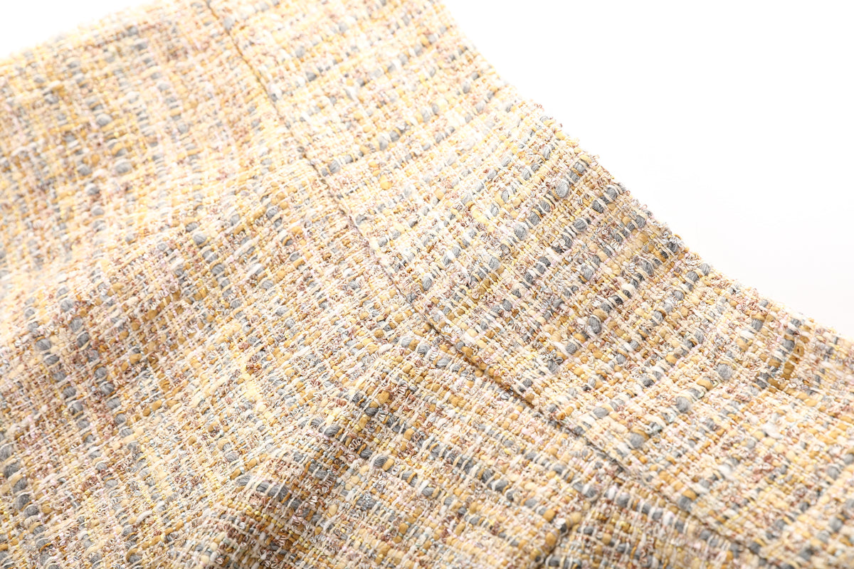Beige Tweed Carreau Trousers