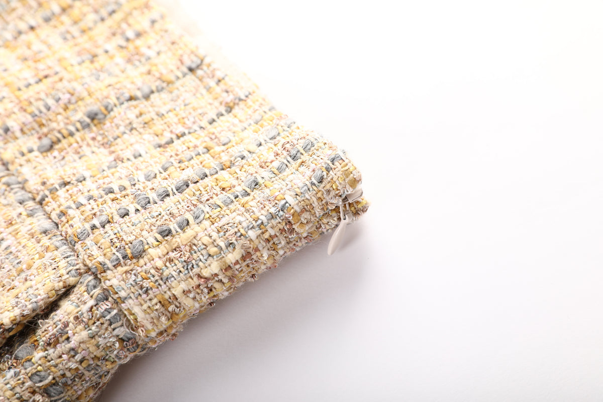 Beige Tweed Carreau Trousers
