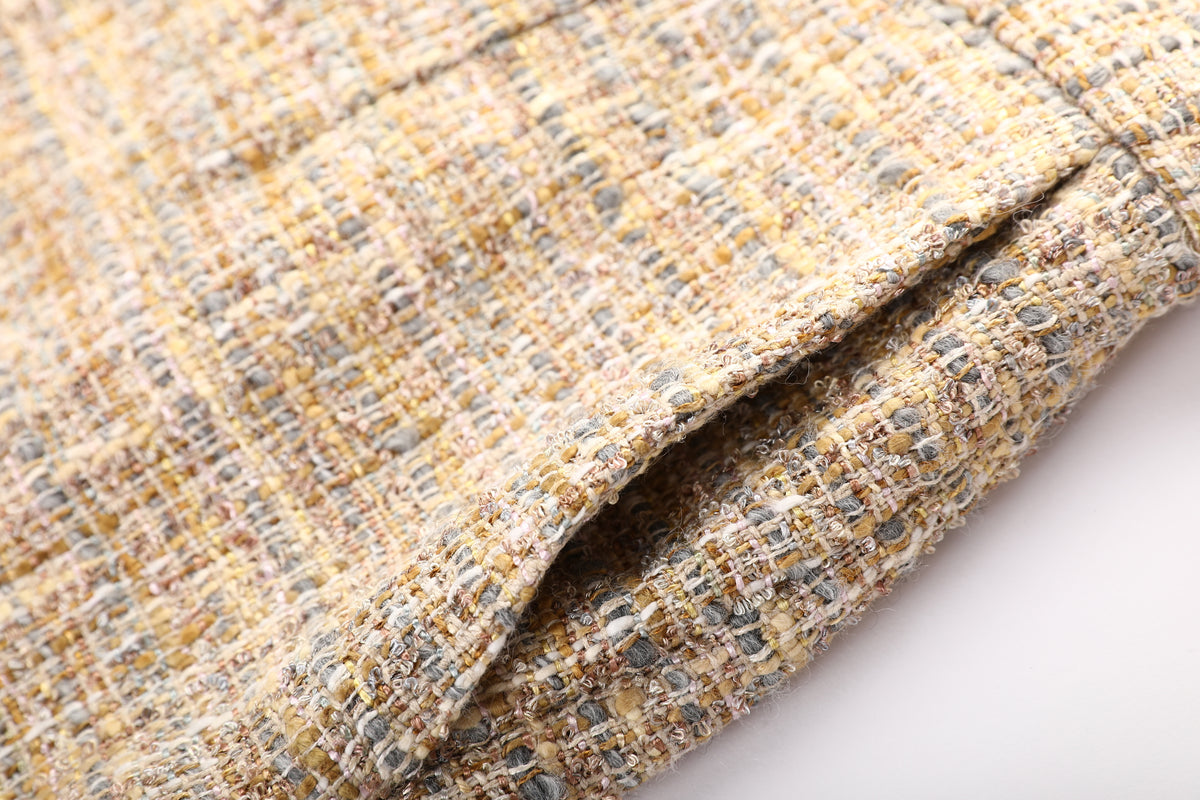 Beige Tweed Carreau Trousers