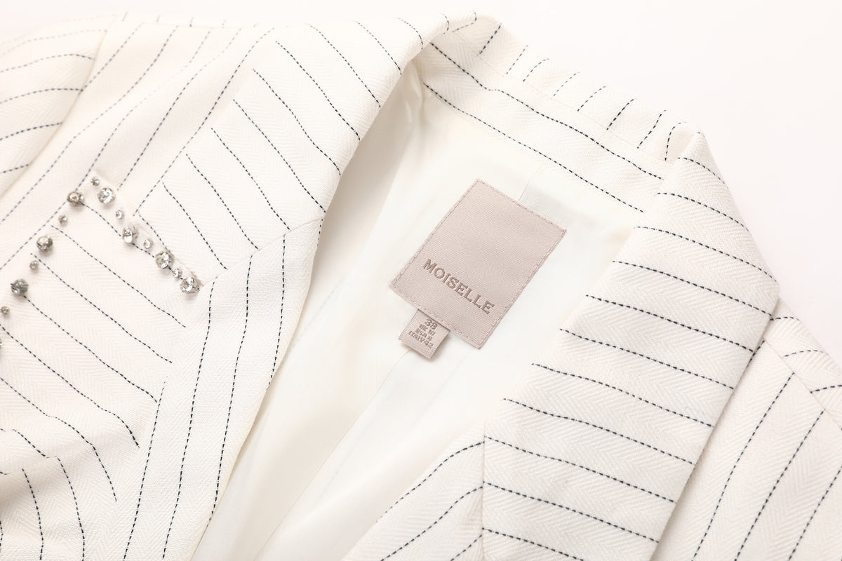 Blanc Rayure Cristal Blazer