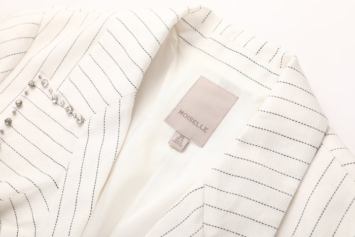Blanc Rayure Cristal Blazer