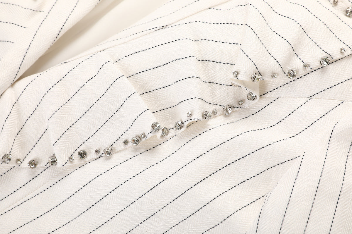 Blanc Rayure Cristal Blazer