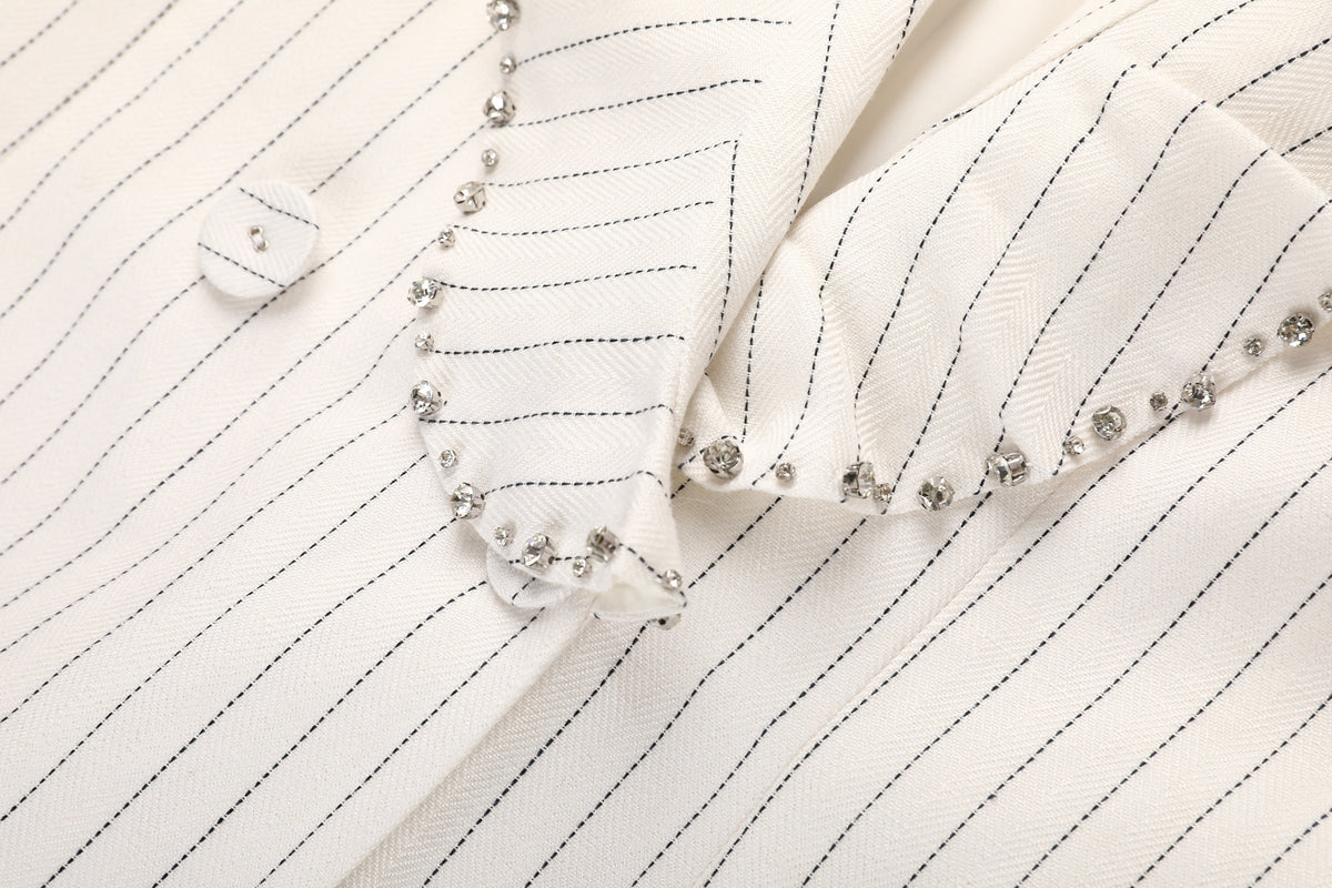Blanc Rayure Cristal Blazer