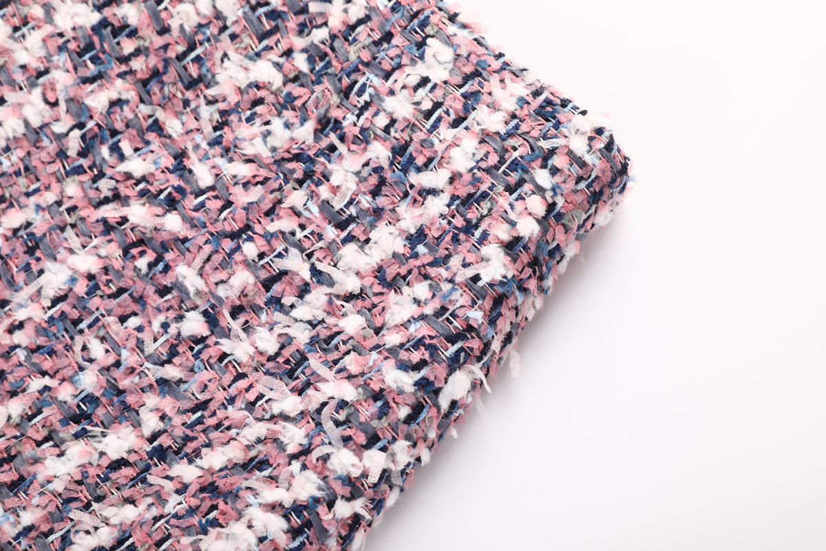 Rose Tweed Frangé Skirt