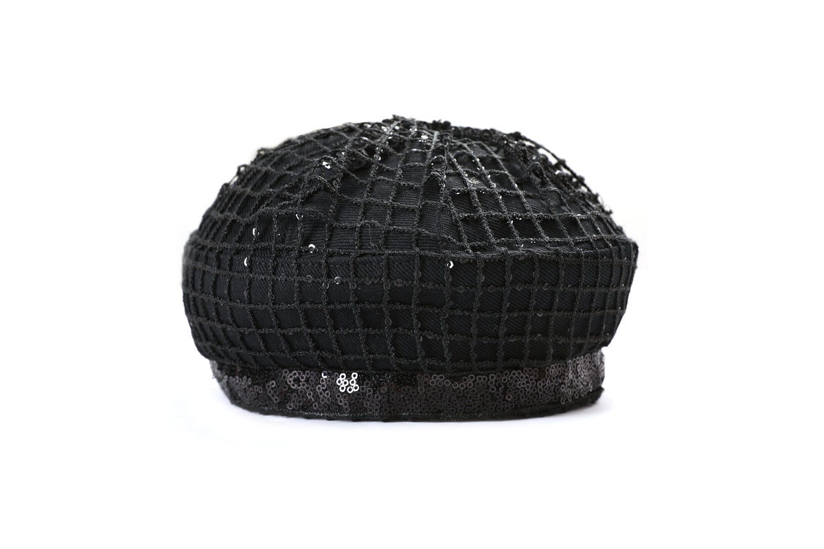 Noir Filet Pailleté Beret