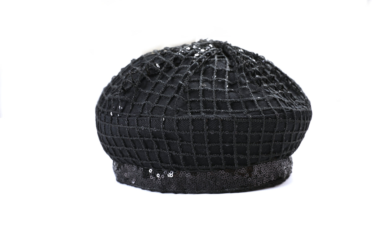 Noir Filet Pailleté Beret