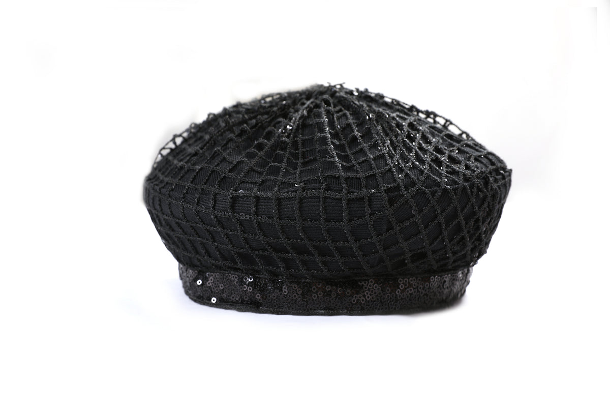 Noir Filet Pailleté Beret