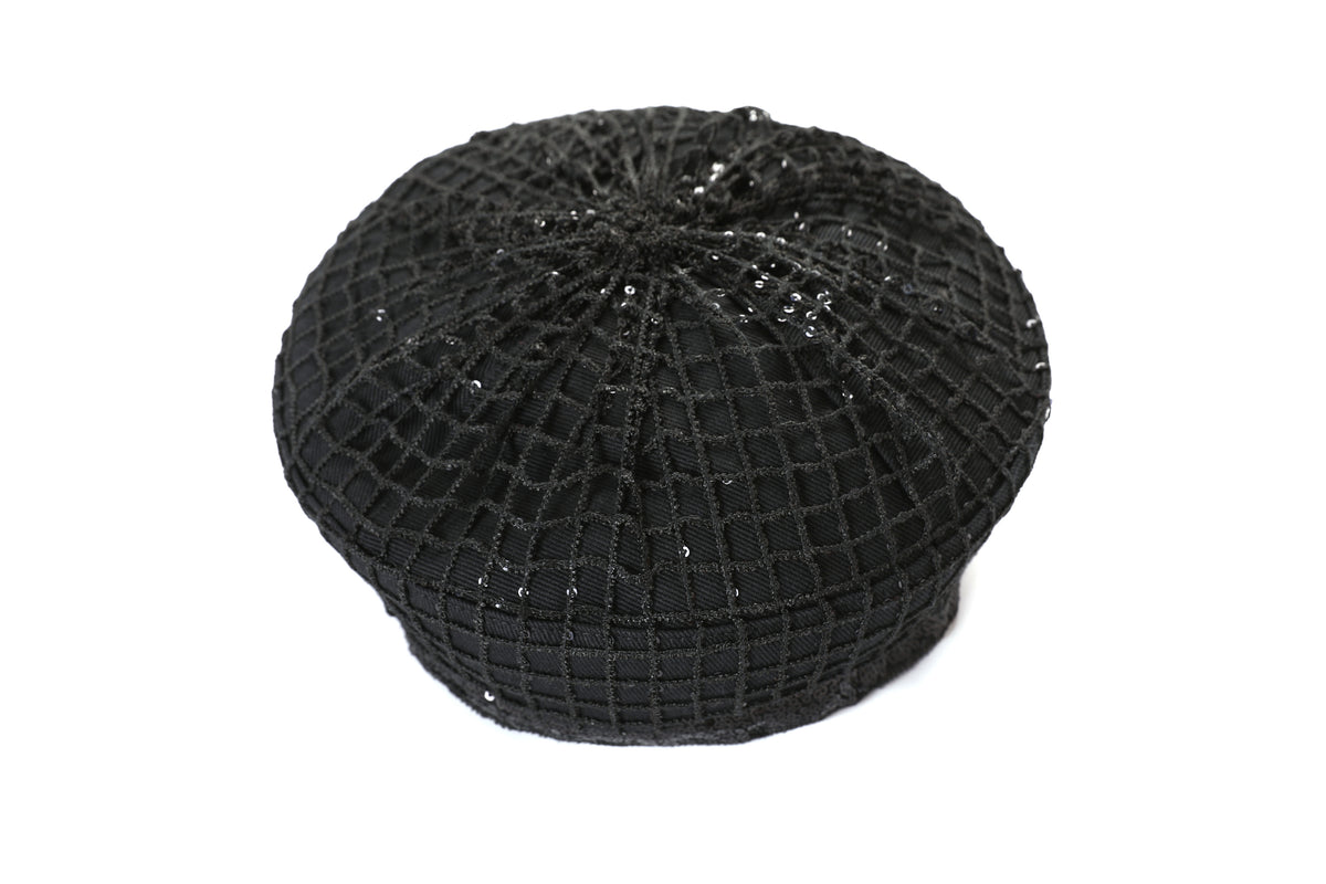 Noir Filet Pailleté Beret