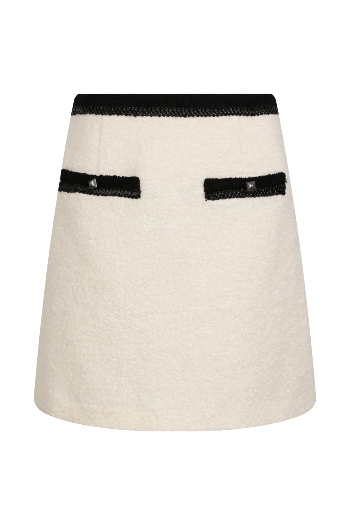 Crème Tweed Contrast Trim Skirt