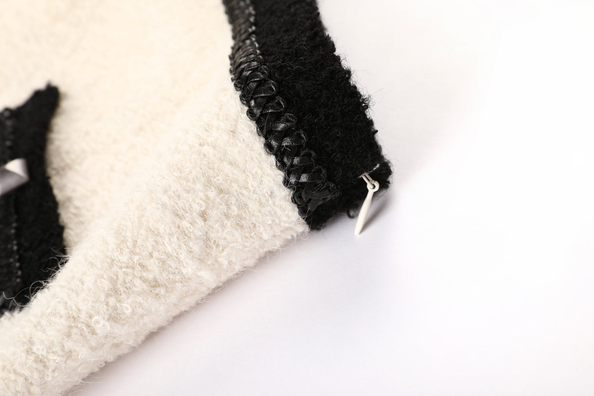 Crème Tweed Contrast Trim Skirt