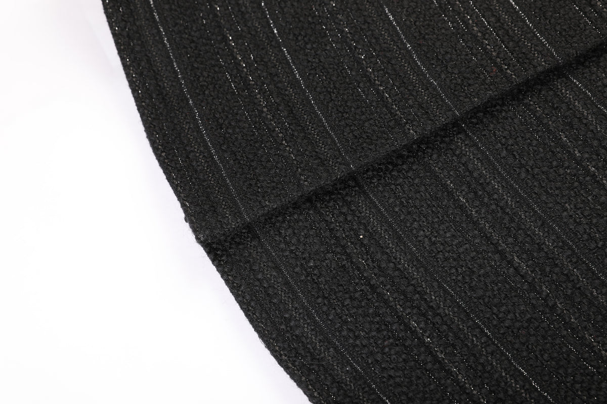 Noir Tweed Paillette Frangé Coat