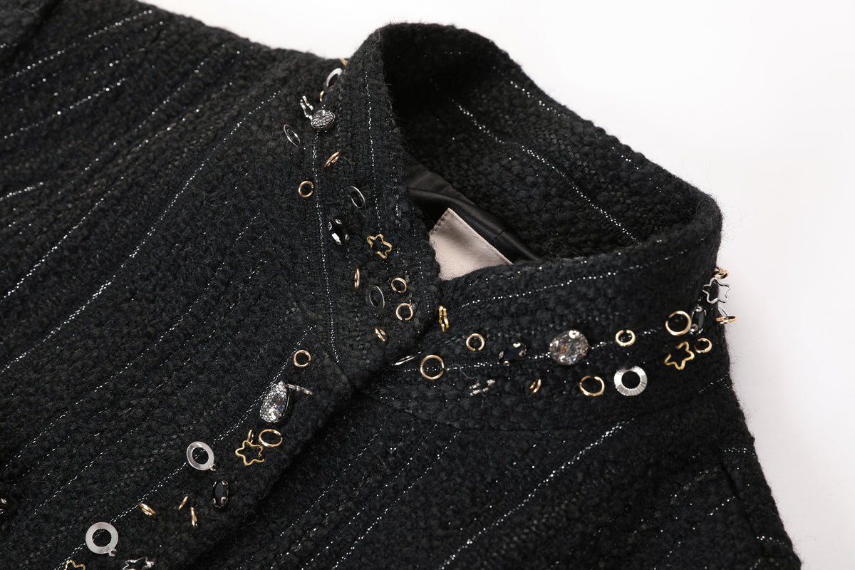 Noir Tweed Bijou Trim Jacket