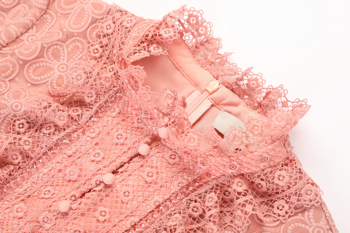 Rosé Romance Lace Shift Dress