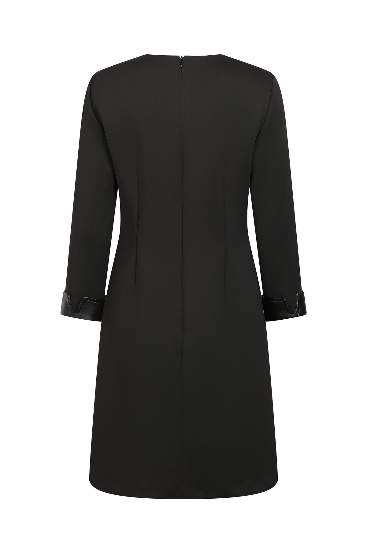 Noir Crêpe Cuir Trim Dress